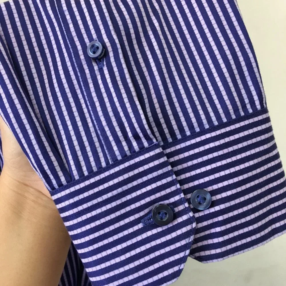 Robert Graham Men's Purple Striped Long Sleeve Button Front Shirt Size 17.5
